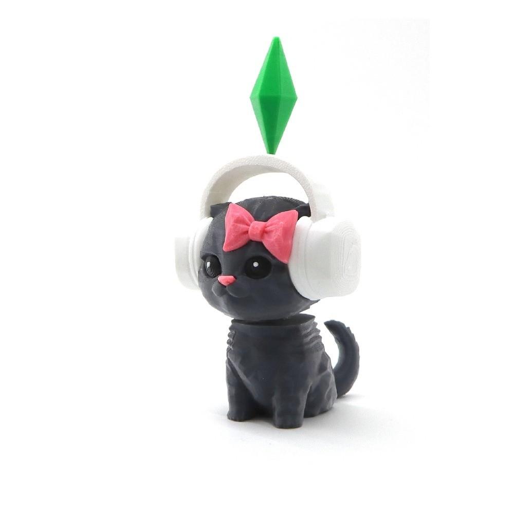 

Car Accessory Mini Earphone Cat Model Cute Sims Cat Dashboard Decor Cat Figurine чёрный