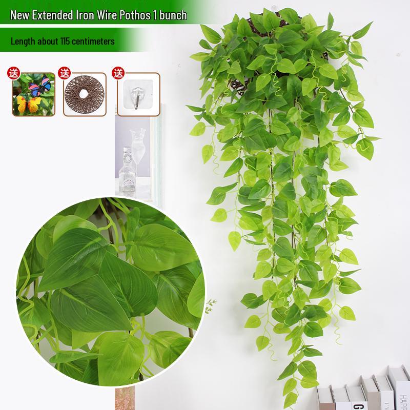 Artificial Pothos & Spider Plant Rattan Vine Wall Hanging for Indoor/Outdoor Decor