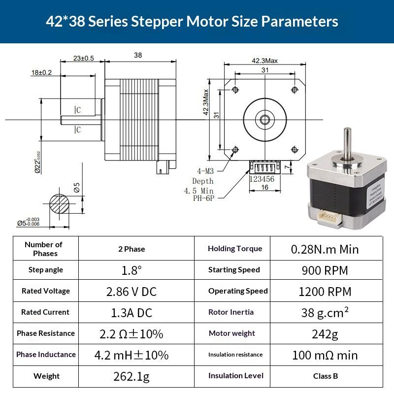 1 ks 1,0A 12V 14N.Cm CNC laserový gravírovací motor 3D tiskárna Extruder 4 vodiče Pro Nema 17 22mm 42 Krokový motor 42*42*23mm