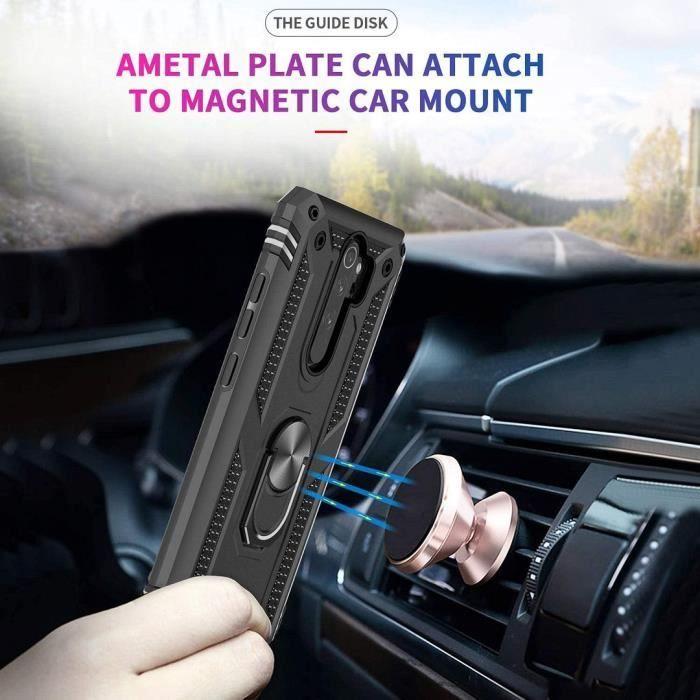 Coque de protection - Redmi - Note 9S - Verre trempé - Anneau support métal - Noir