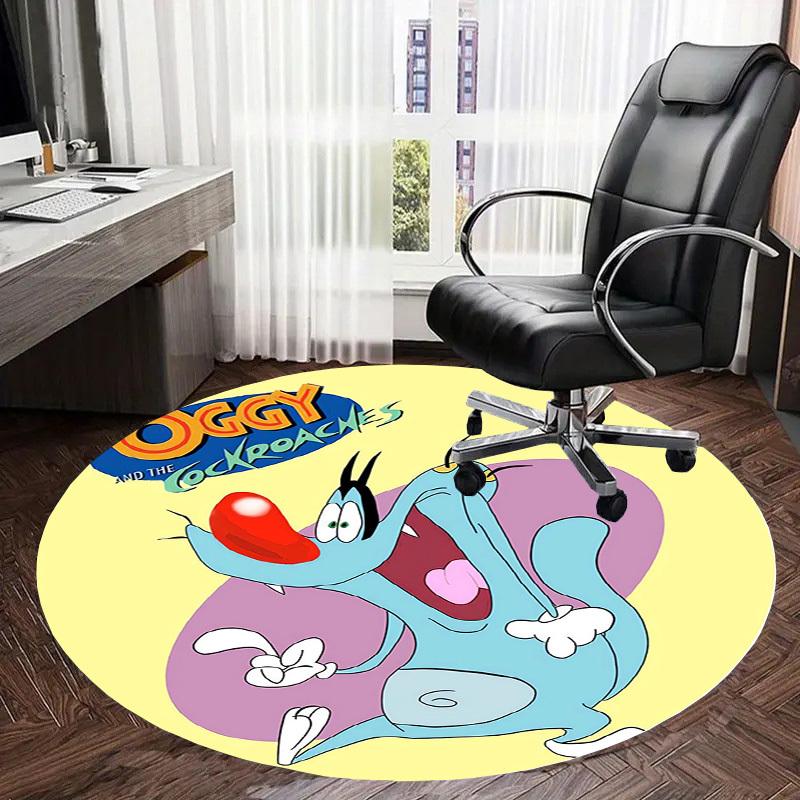 1pc Oggy and the Cockroaches Round Carpet, Made of Polyester,Perfect for Decorating Office Chairs, Living Rooms,fplt228