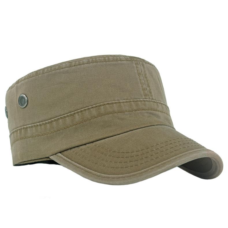Cotton Flat Top Military Cap Men Outdoor Sun Hat Captain Cap Trucker Cap