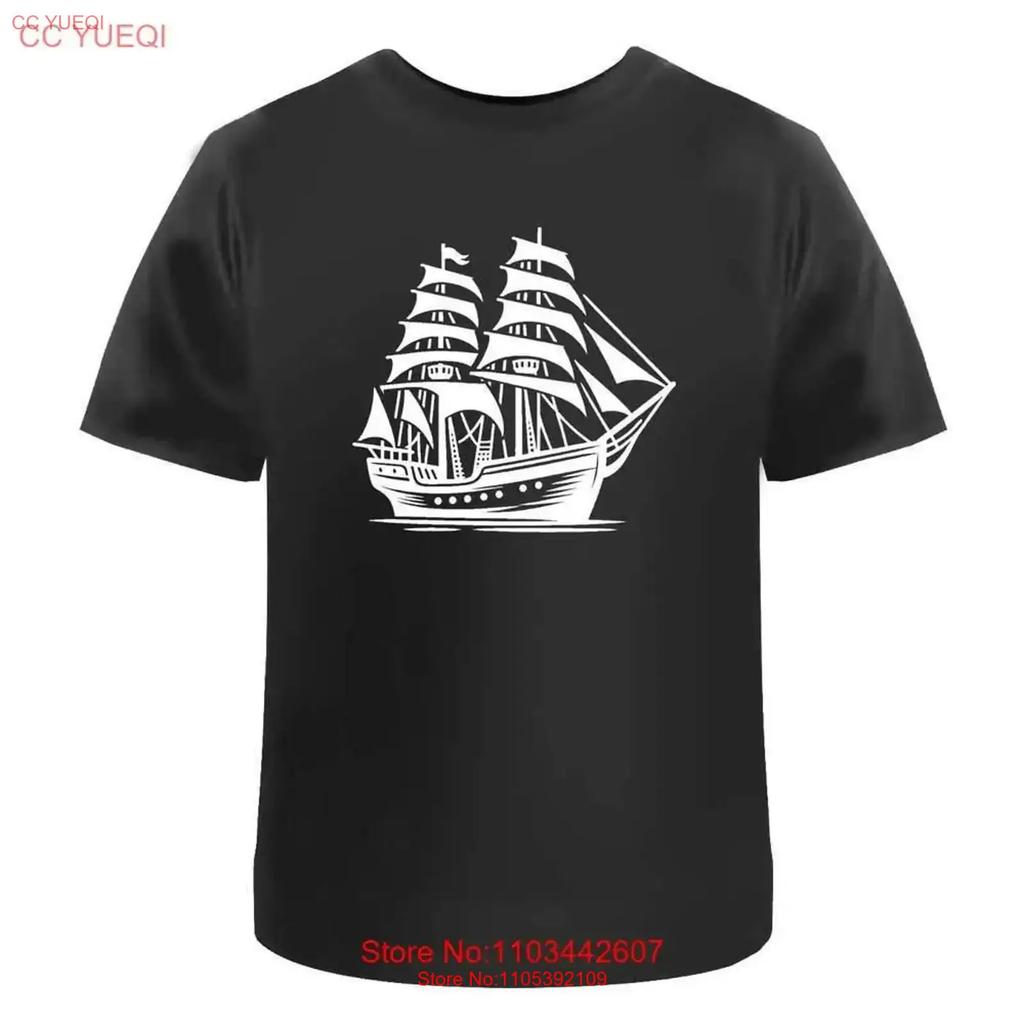 Vintage Sailing Ship Cotton T Shirt Ta047053 Vintage Washed Unisex Stretched Homme Versatile Casual Fashion Graphic Stylish