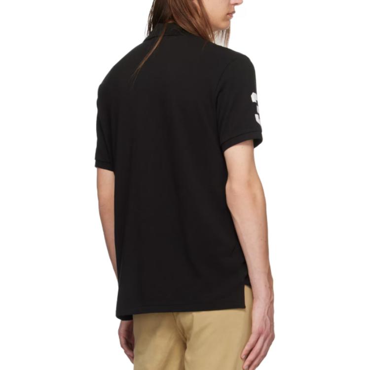 Polo Ralph Lauren Bokriddarmönster Knäppning Långärmad Pikétröja Herr toppar Svart 710814769-001