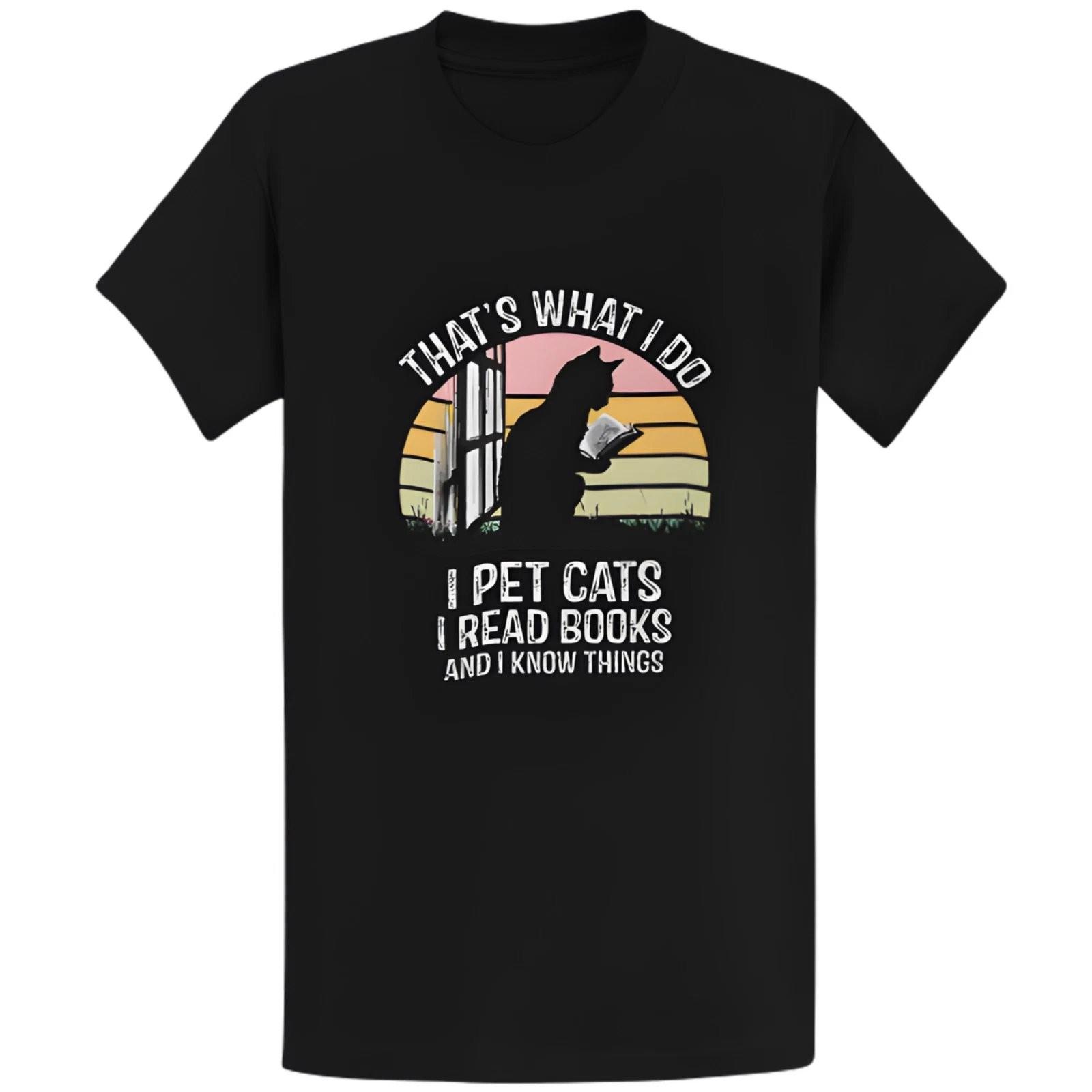 Gildan 5000 I Pet Cats Read Books T-Shirt Bookworm Graphic Tee XXXXL