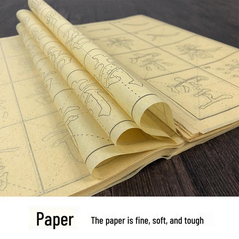 Kalligraphie-Übungspapier mit rauem Rand - Rote Linie Yan Zhenqing, Liu Gongquan, Ouyang Xun und Cao Quan Stele Pinselkopien.