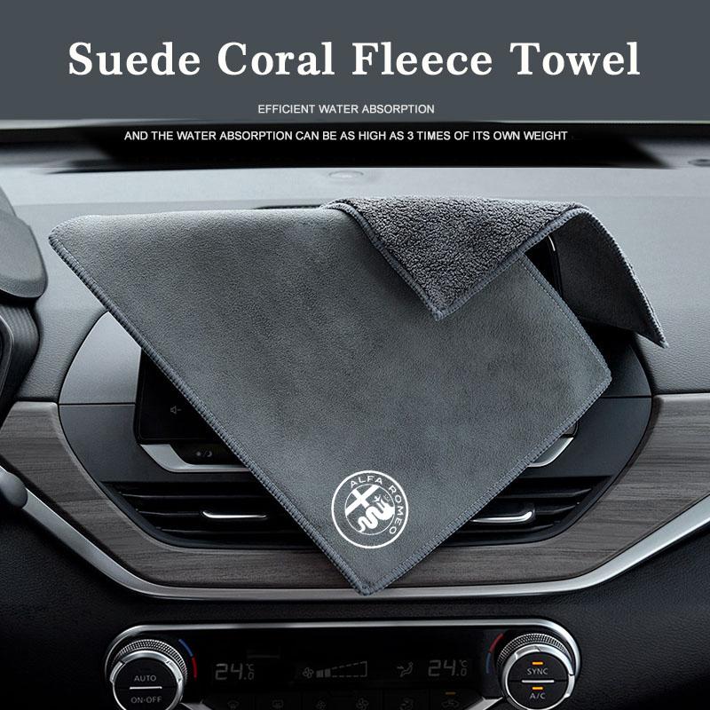 Car Microfiber Cleaning Towel Wipe Drying Cloth Rag Tool Wheel Cap For Alfa Romeo 159 Giulietta Giulia GT 156 147 Mito StelvioNJ6