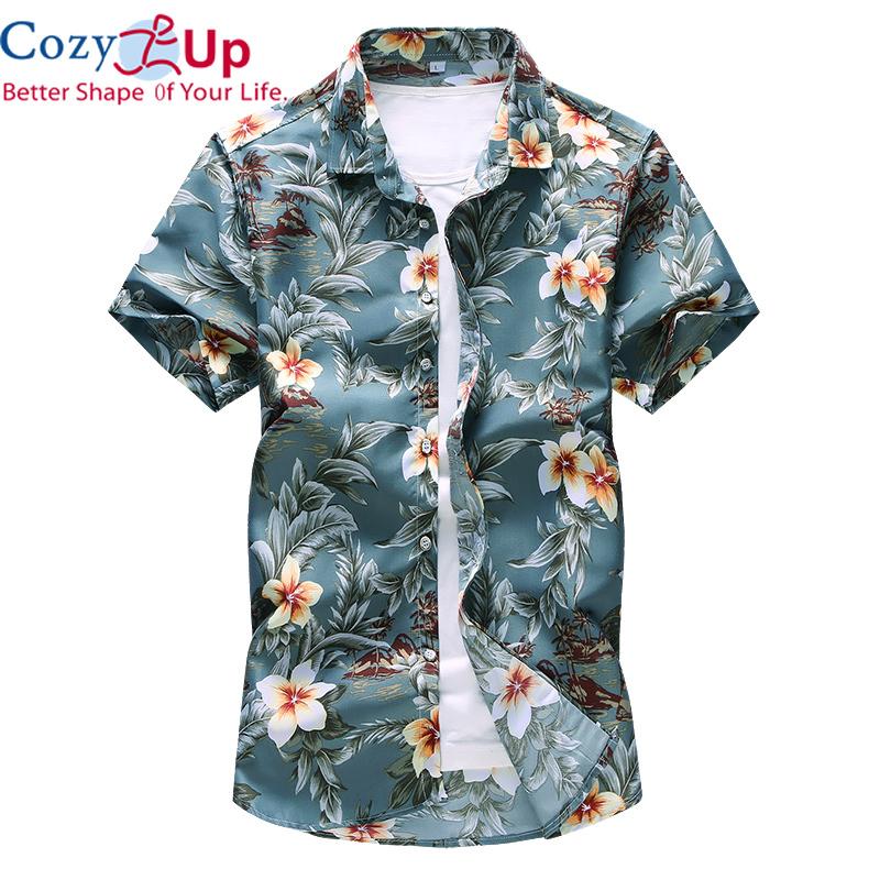 

Уютный Up Мужчины Личность Цветочные Печатные Случайные Короткие рукава Рубашки