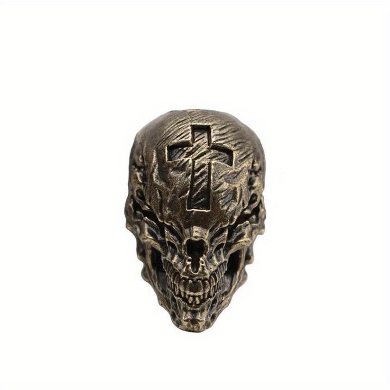 Cross Skull Head Mosazný nůž Korálky EDC DIY Paracord Tkané náramky Přívěsky na řetízky Příslušenství Venkovní závěsy na nářadí Tretky