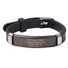 Silicone Material Bible Verse Bracelet Black Stainless Steel Inspirational Bracelet  Gift