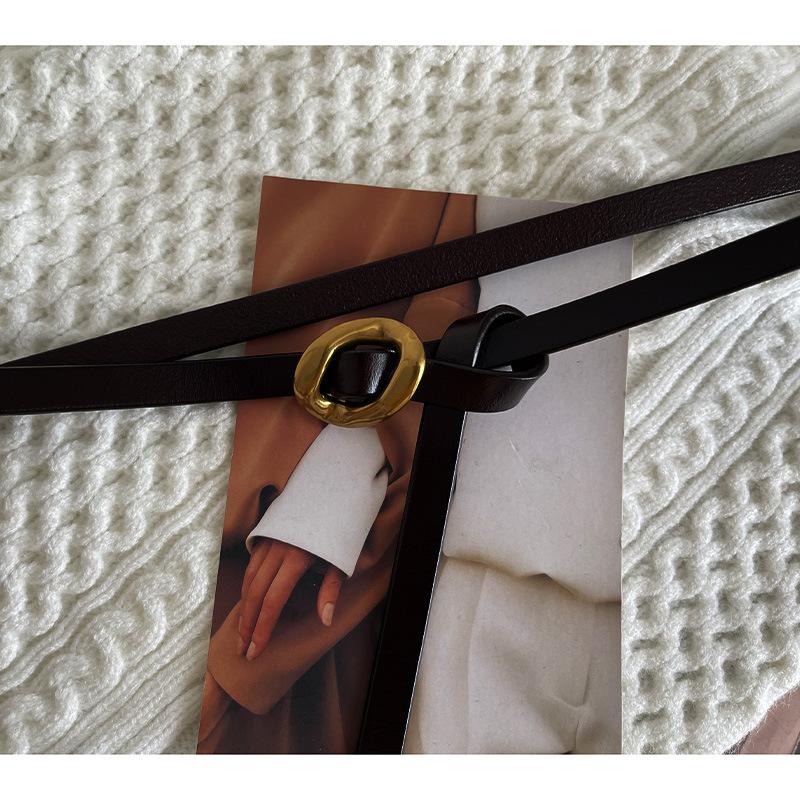 

Vintage Womens Stylish Genuine Leather Belt For Dresses Sweaters Coats And кофейный