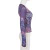 French Romantic Purple V-Neck Pleated Waist Retro Top with Long Sleeves
