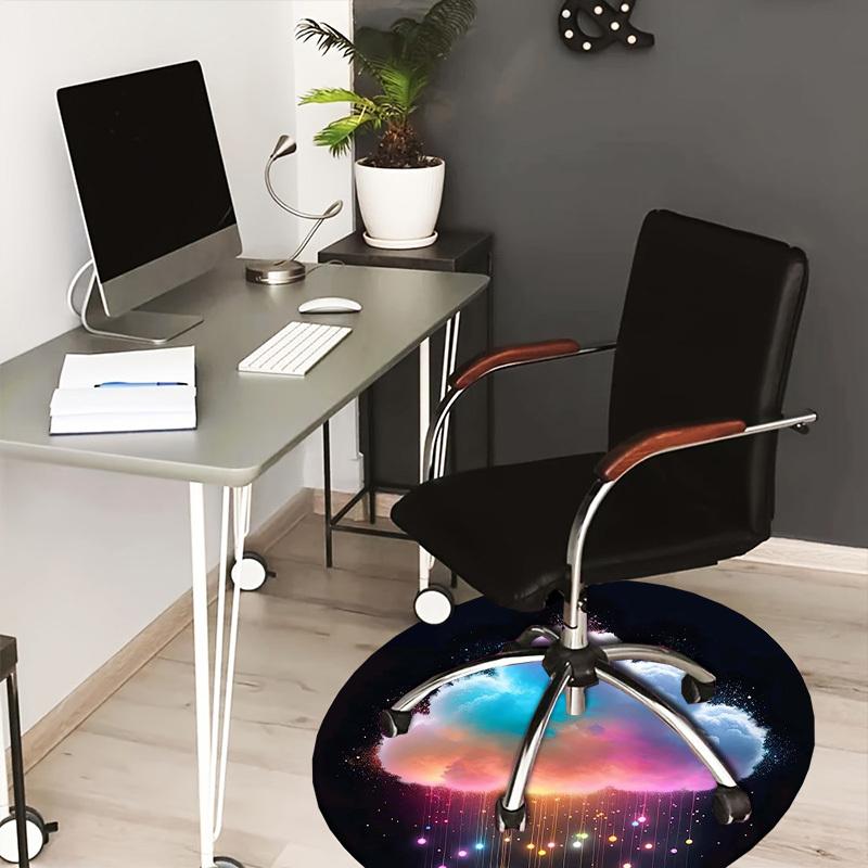 1pc Colorful Cloud Rainbow Rain Round Carpet, Made of Polyester,Perfect for Decorating Office Chairs, Living Rooms,Vibrant Decorative Rug