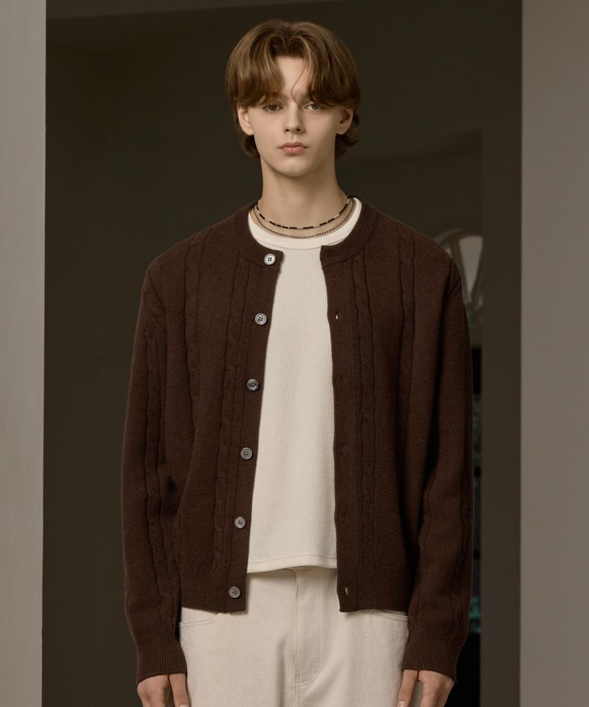 Hyoji Fw Washable Cable Round Crop Knit Cardigan (3 Colors)