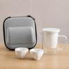 Portable Teapot Set, Heatresistant Glass 400ml with Strainer Insert, Minimalist Borosilicate
