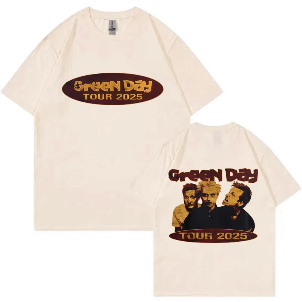 Rock Band Green Day Tour 2025 Graphic T Shirts Fashion Vintage Short Sleeve T-shirts Men Women Casual Cotton T-shirts Streetwear