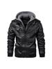 2025 Men's Plus Size PU Washed Leather Hooded Jacket, Two-piece Design.