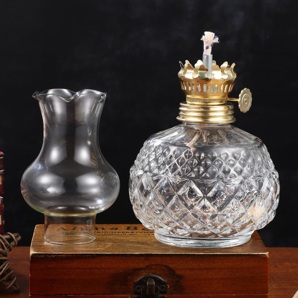 Glass Kerosene Lamp Vintage Oil Lantern with 3.5Mm Wick Perfect for Indoor and Outdoor Use 7 Inches Tall