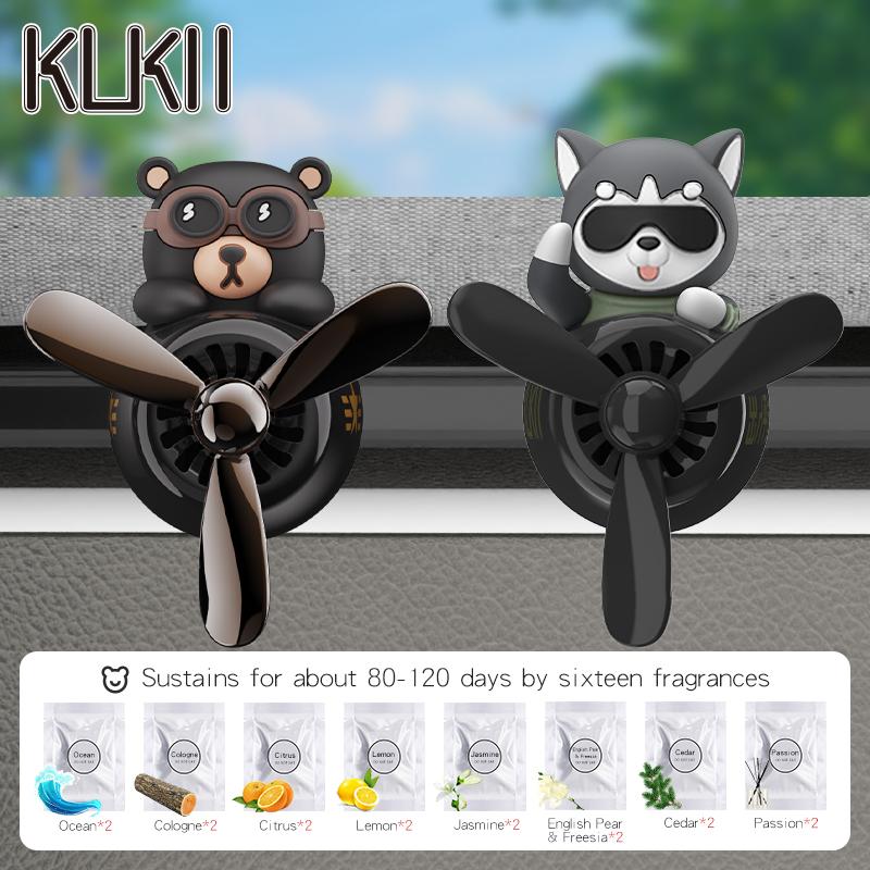 Rotating Propeller Pilot Dog Car Air Fresheners Perfume Auto Vent Clip Fragrance Diffuser Aroma Dispenser Plane Ornament Fan Fun