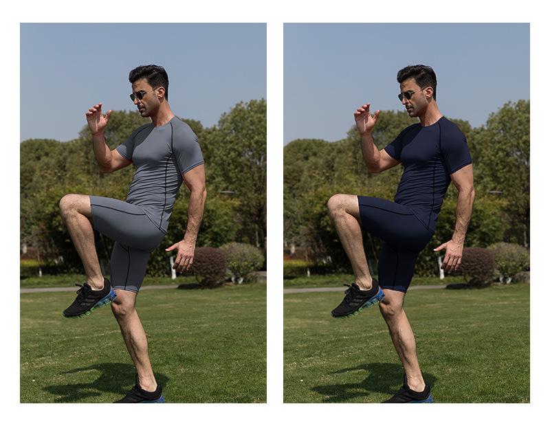 Men's Quick-Dry Fitness Sport Tee - Short Sleeve, Tight Fit, Round Neck, Sweat-Wicking for Running, Basketball, Football.