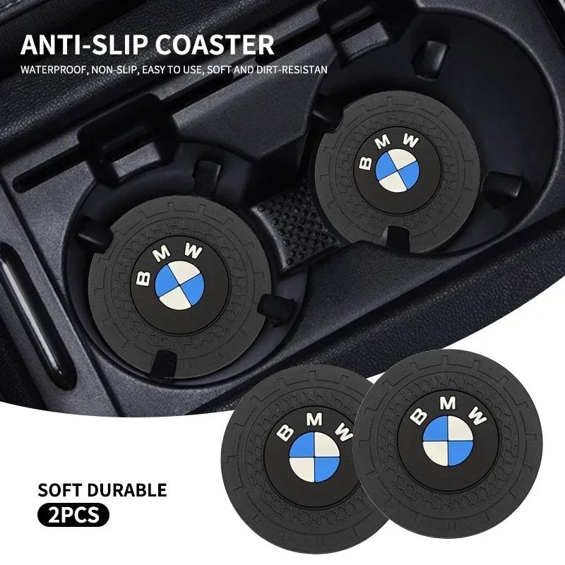 2pcs Car Coasters Water Cup Holder Pads Cup Slot Non-Slip Mat For Bmw E46 E39 E90 E60 E30 F10 F11 F20 F30 G20 G30 X1 X3 X5 Z4