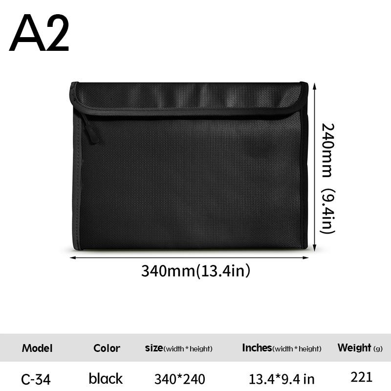 340x240 Fireproof File Bag Fiberglass Fireproof Water Resistant Faraday Storage Money Passport Security Document File Folder