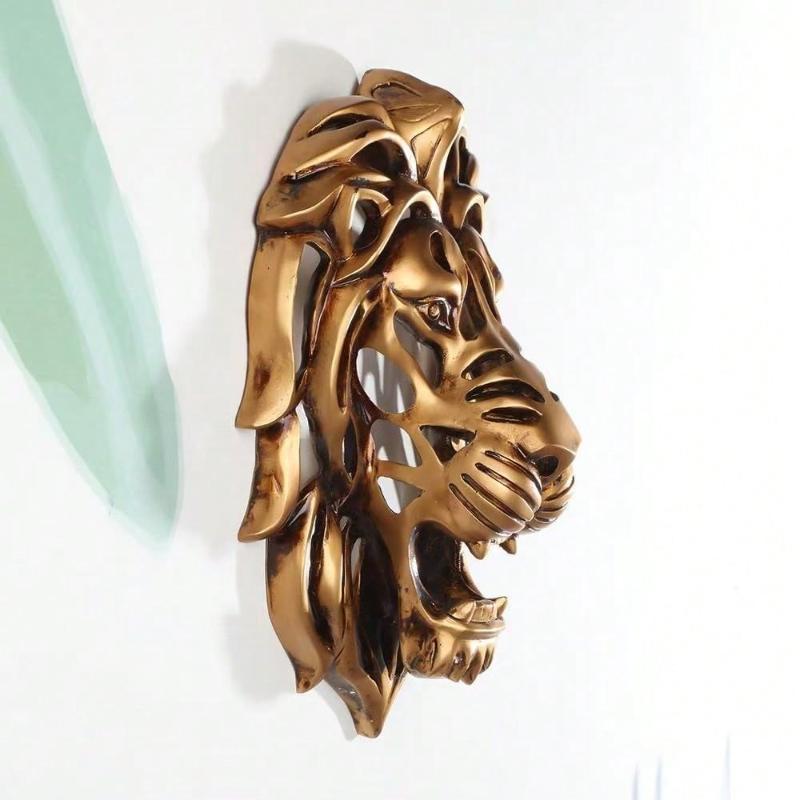 1 ks Velká pryskyřičná socha lví hlavy nástěnná dekorace - Kreativní dekorace pro zahradu, obývací pokoj a ložnici