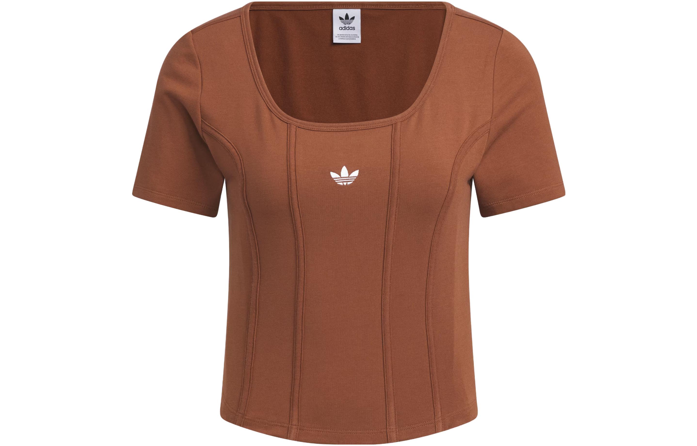 adidas originals Wide Crewneck Corset Tee Brown IX1908 XXS