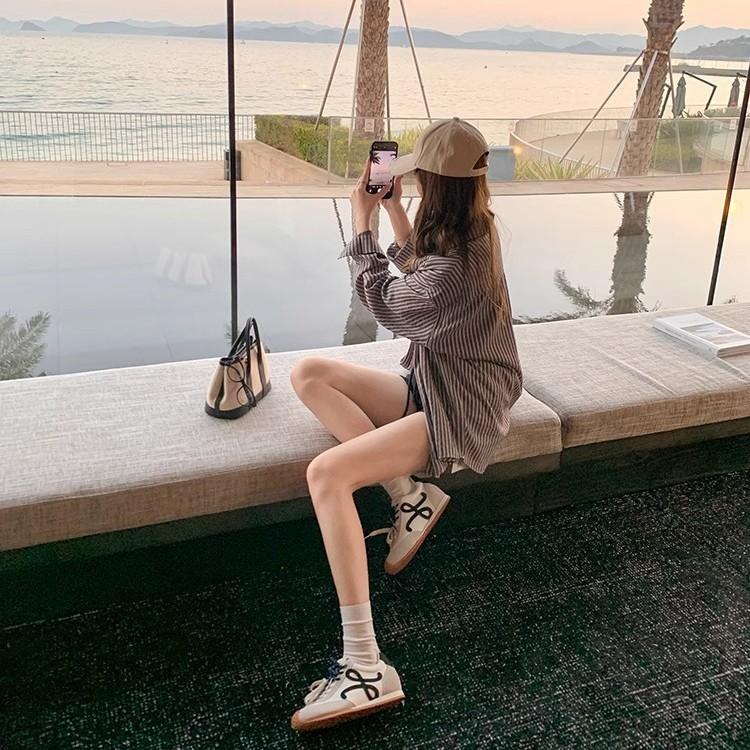 [Su Yinyin] 7cm version~ inner height increase retro small crooked head mandarin duck shoelaces casual shoes German training shoes women's Forrest G