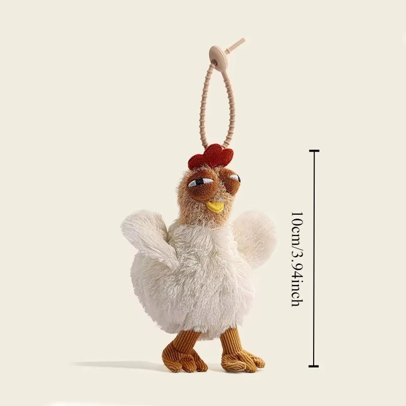 Fur Chicken Plush Bag Ugly Hen Shape Handbag Funny Kawaii Chicken Pendant Keychain Doll Satchel Purse for Women Birthday Gifts