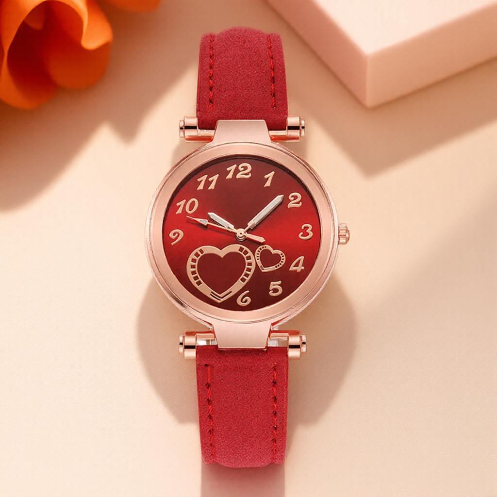 Relógio Feminino Moda Relógio de Quartzo Coração de Pêssego para Mulheres Pulseira de Couro Fosco Relógio de Pulso Feminino Relógio Casual de Vestir Presente para Ela