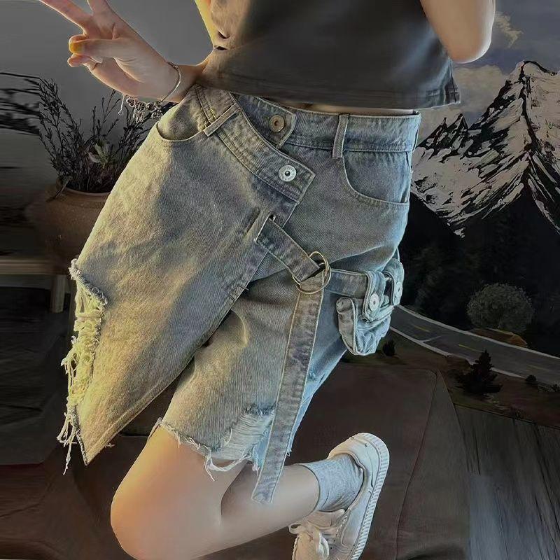 

Женские модные повседневные рваные джинсовые шорты нестандартной формы XXL синий