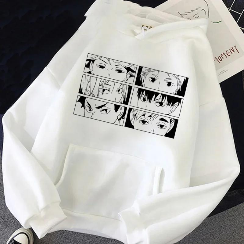 Basketball Print Harajuku Style Japanese Anime Hooded Women's Kawaii Cartoon Nekoma Streetwear Kuroo Volleyball Sports Shirt
