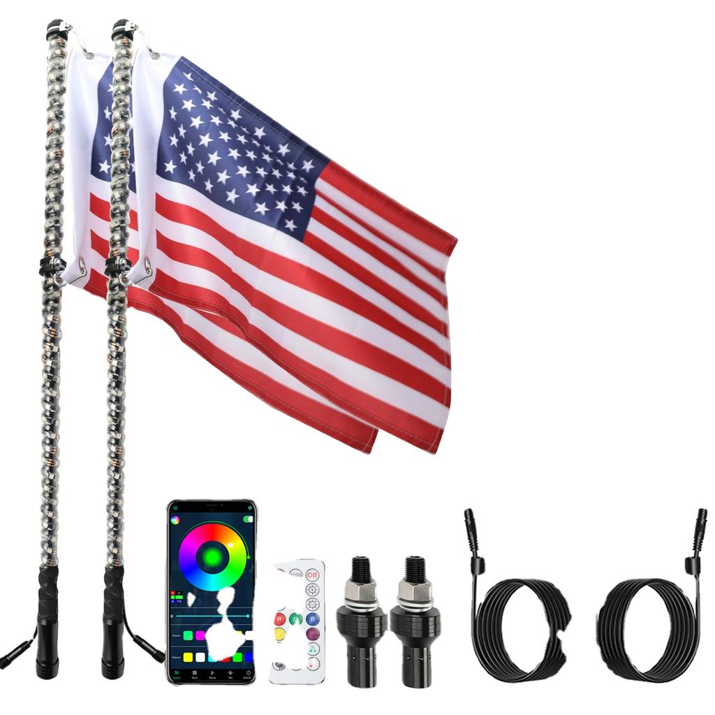 RGB Chasing Reverse Car Turn Signal Brake Light LED Whip Antenna Flag Light Car Whip Antenna Flag Pole Light