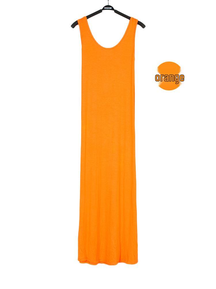 Women's Plus Size Spaghetti Strap Loose Modal Long Beach Dress