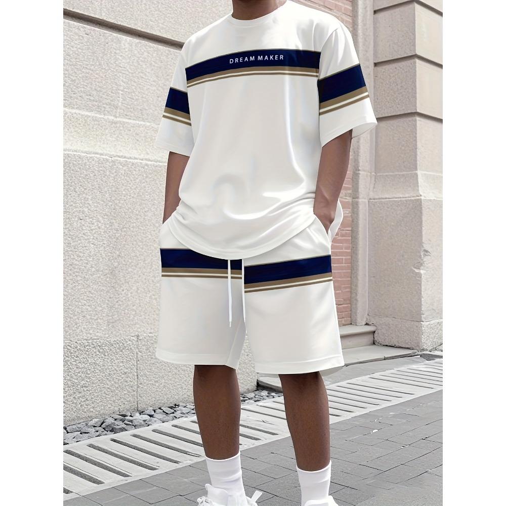 New Men's Athletic Set Los Angeles Print Short-Sleeve T-Shirt Casual Athletic Set Streetwear Shorts Two-Piece Men's Set