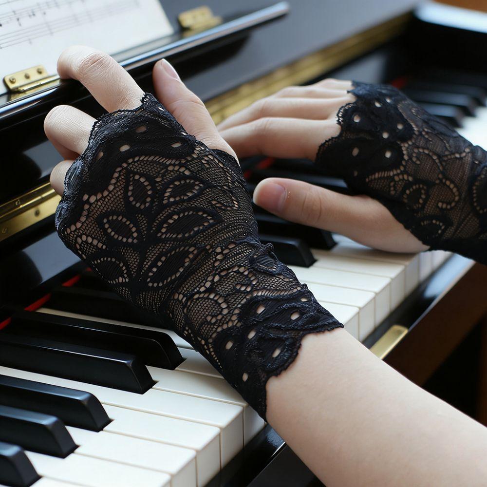 Thin Lace Half Finger Gloves Breathable Sun Protection Riding Gloves Driving Gloves  Wedding Events