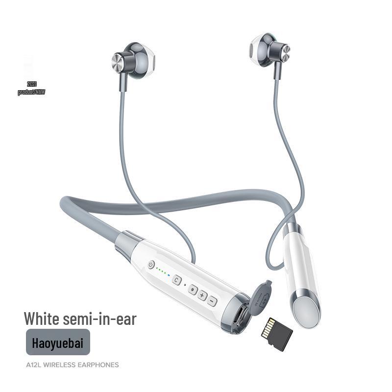 A12 Wireless Neckband Headphones: Half In-Ear, Long Standby, Card Slot, Sports Model