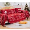 Christmas Sofa Cover Throw Blanket Red Snowflake Santa Chenille Sofa Towel Universal Furniture Protector with Tassels Xmas Home Decor for Living Room