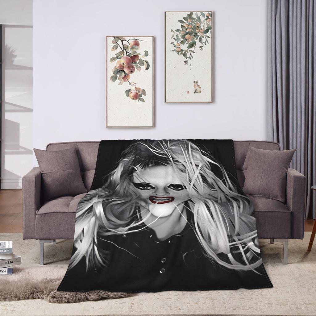 Lady Gaga Legendary singer  Flannel Blankets  Super Warm Throw Blanket for Couch Bed Picnic Pattern Bedspread Sofa Bed Cover