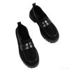 Fashion Black Small Leather Shoes Versatile Thick Sole Single Shoe for Spring Autumn Casual, Simple and Comfortable Women's Shoes