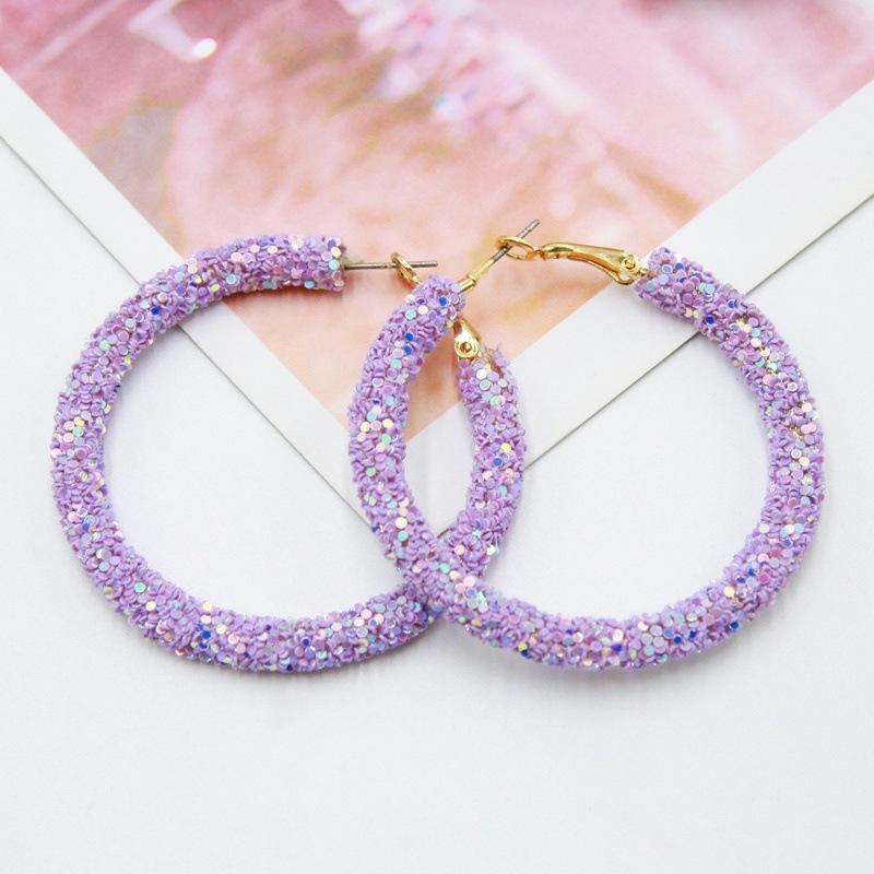 European and American fashion shiny circle earrings women's high sense of personality temperament exquisite simple versatile trend earrings