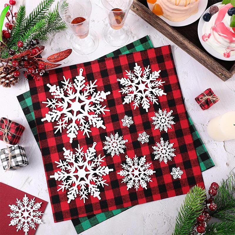 White Christmas Snowflake Decoration Plastic Snowflake Hanging Xmas Tree Craft for Home Party Decor New Year 2026 Gifts Ornament