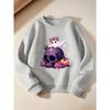 Girls' Fashion Long Sleeve Crew Neck Sweatshirt with Purple Skull Pumpkin Ghost Print | Casual, Slight Stretch Fabric, Regular Fit