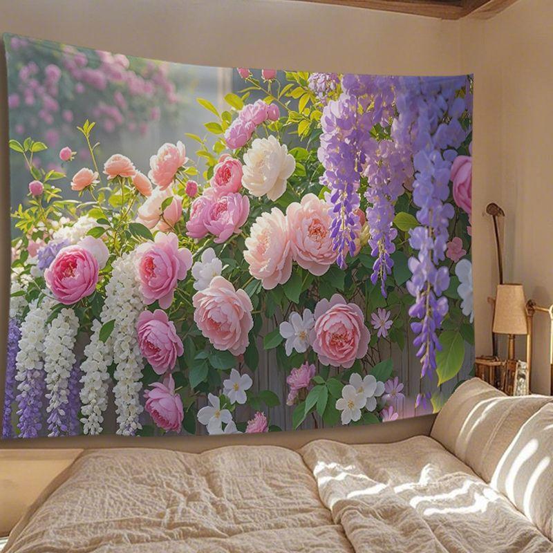 Beautiful Rose Flower Background Wall Fabric for Bedroom Bedside and Room Decoration