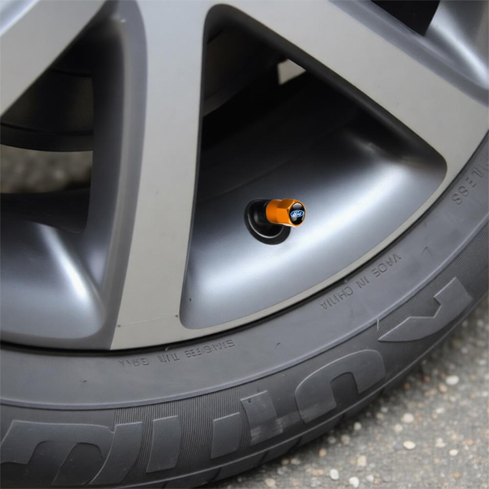 4Pcs Car Tire Valve Covers Dust Emblem Caps Accessories For Ford Fiesta Focus 2 Mondeo ST Mk4 Mustang Ranger Kuga S-MAX Transit AQ5