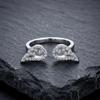 Sparkle Luxury Zircon Angel Wing Open Ring for Women Adjustable Silver Color Promise Ring Romantic Party Valentine Jewelry Gift