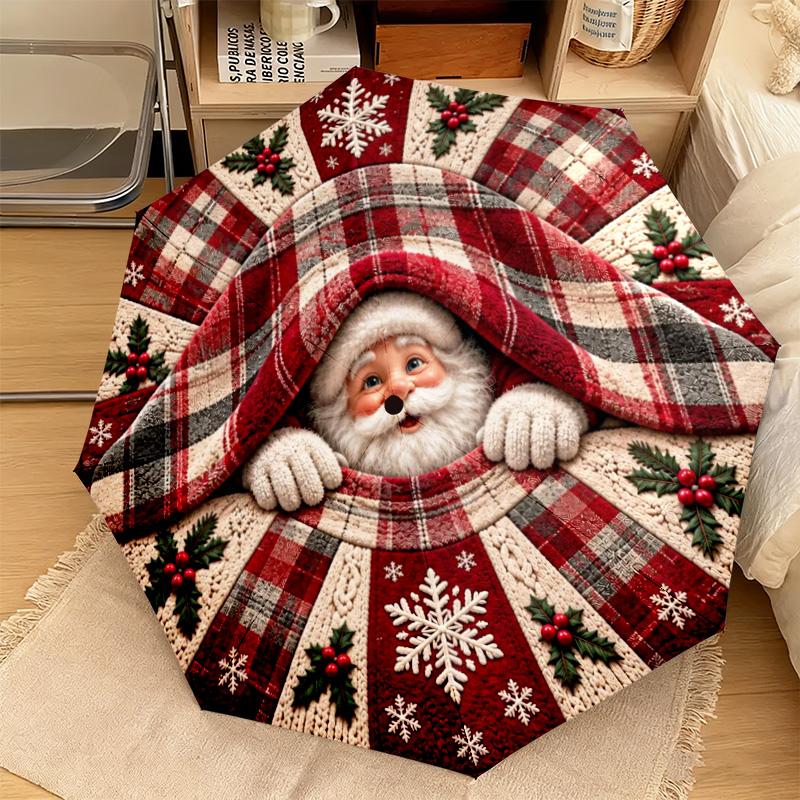 Christmas gifts, bells, Santa Claus, snowman, Christmas tree umbrella, home essential, wrought iron tri-fold portable all-season outdoor umbrella H27