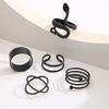 Vintage Gothic Black Rings Set for Women Girls Retro Multi Knuckle Joint Finger Ring Personality Snake Trendy Zircon