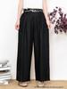 Women's Artistic Retro Embroidered Linen Wide-Leg Pants - Spring/Autumn Style, Versatile Loose-Fit, Straight-Leg Design